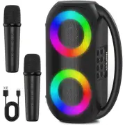 Karaoke Machine with 2 Wireless Microphones,Portable Bluetooth Karaoke Machin...