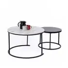 NNEDSZ Set of 2 Coffee Table Round Marble Nesting Side End Table Furniture