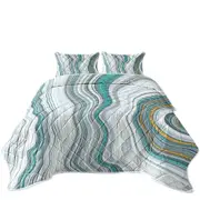 Greyish Blue and Golden Marble Coverlet