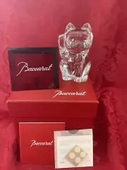 NIB FLAWLESS Stunning Art Glass BACCARAT France Crystal CAT MANEKI NEKO Figurine