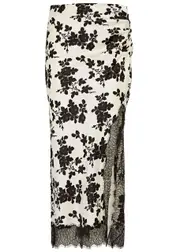 Veronica Beard Nasime Floral-print Stretch-silk Midi Skirt - Black - 12 (UK16 / XL) 12 (UK16 / XL)