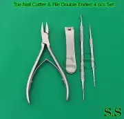 Ingrown Toe Nail Nipper, Lifter, Cutter & File Double ended sided 4pc Set,BTS-70