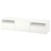 BESTÅ TV bench with drawers and door, white/Västerviken white, 180x42x39 cm