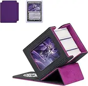 Infinity Guard Card Deck Box With Commander Display for 100+ Double Sleeved MTG Cards, Magnetic Storage Box for TCG Sports Trading Cards (Black & Purple)