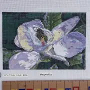 Dream House Hand painted Needlepoint Canvas White Magnolia Bloom 11x7 13ct
