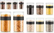 BODUM K11830-01SA-1 Presso Shatterproof Storage Jar 12 Piece Set, Black, Plastic, 4 x 0.25 l, 3 x 0.6 l, 3 x 1.0 l, 2 x 2.0 l