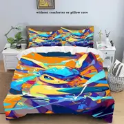 v1156 Bed Sheets Cartoon Anime s Bedding Set Kawaii Pikachu Gengar Eevee Charizard Quilt Duvet Cover Pillowcase Kid Bed Set Twin King Size 3-Piece Bed