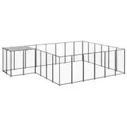 Dog Kennel Black 12.1 m² Steel