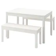 EKEDALEN / EKEDALEN table and 2 benches, white/white, 120/180 cm