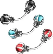 [HZMAN] Belly Button Rings for Women 14G Surgical Steel Belly Rings Gothic Dragon Claw Belly Rings Navel Piercing Jewelry, Stainless Steel, no gemstone