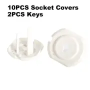 10PCS Plug Socket Covers + 2PCS Keys Electric Outlet Power Board Protector Child