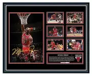 MICHAEL JORDAN CHICAGO BULLS SIGNED PHOTO POSTER L/E FRAMED MEMORABILIA