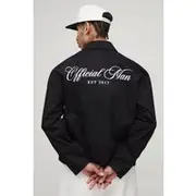 Mens Black Oversized Boxy Back Printed Long Sleeve Shirt