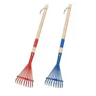2x Garden Rake Leaf Rake Accessories with Wood Handle,Raking Grass and Leaves
