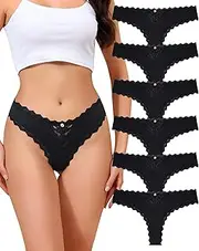 [Levao] Lace Thongs Low Waisted Underwear for Women Stretch Bikini Panties T Back Hipster Cheeky Breathable Briefs Multipack
