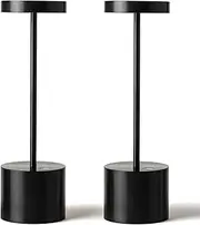 SAKRINGT 2 Pack Rechargeable Table Lamp, LED Cordless Table Lamp,5000mAh Battery Operated Portable Table Light,Dimming for Restaurant/Patio/Outdoor(Black)
