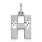 14K White Gold 14Kw Satin Diamond-Cut Letter H Initial Charm