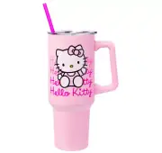 Silver Buffalo Sanrio Hello Kitty Waving Stainless Steel Tumbler with Handle