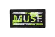 Muse Woven Distressed Logo Iron On Patch (Black/White/Neon Green) (One Size)