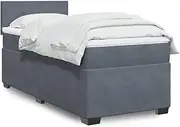 vidaxl - King Single Box Spring Bed – Polyester Fabric, Pocket Spring Mattress, led Lights, Dark Grey, 203x107x100.5 cm – Perfect for Bedroom Relaxation