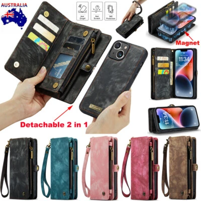 Detachable Cover Leather Wallet Case For iPhone 15 14 13 12 11 Pro Max XS 8 7 SE