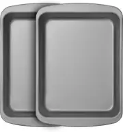 2 Pack Non-Stick Toaster Oven Pans for Baking Cookie Sheet Tray Bread Pan