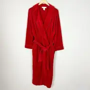 NEW Eileen West Velvet Robe Size Large Red Heavyweight Tie Waist Women's