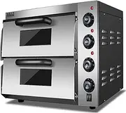 Double Deck Pizza Ovens, Medium-Duty Stainless Steel Commercial Pizza Oven Countertop with Independent Temperature Control and Balanced Heating, for Home Business Bakery Indoor