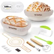Sourdough Starter Kit, 10"Banneton Bread Proofing Basket Oval Round Banneton ...