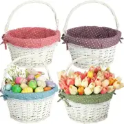Cinnvoice 4 Pcs Easter Baskets Wicker Gift Basket with Folding Handles and Re...