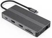 Beyori Docking Station, USB C Adapter 4K HDMI, 12 in 1 USB C Hub MultiPort Adapter Dock with 100W PD Charging, 3 USB 3.0 Ports (Color : Striped)