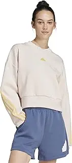 [adidas] Sportswear Future Icons 3-Stripes Women's Sweatshirt, Putty Mauve/Semi Spark