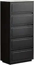 GUAWJRZDP Storage Cabinet, Chest of Drawers, Black Drawer Chest, Wood Storage Cabinet, Drawer Chest with Slate Tabletop, Drawers Storage Small, for Living Room, Entryway, Hallway(5 drawers Length 60cm