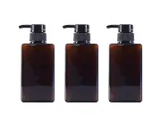 3Pack Refillable Shampoo And Conditioner Bottles,150Ml Plastic Pump Dispensers,Square Empty Bottle For Body Wash,Essential Oil,Soap Liquid,Lotion,Brown