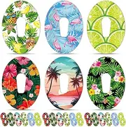 FuWeave 36 Pack Adhesive Patch for with Tropical Hawaii Style CGM Patches Waterproof CGM Covers Sweatproof Colored Sensor Glucose Monitor Protection Cover Split Backing CGM Tape