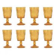 8pc Annabel Trends Goblet Glass Palm Tree Wine Cup Set Barware 16cm Amber