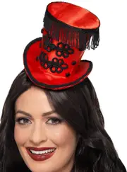 Mini Red and Black Ringmaster Costume Top Hat