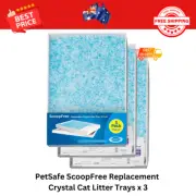 3x PetSafe ScoopFree Replacement Crystal Cat Litter Trays, Blue, Tray Refills AU
