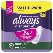 Always Discreet Normal Pads Value 30 Pack