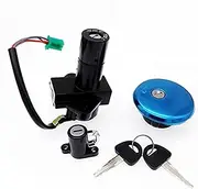 Yurefax 1 Set Lockset Ignition Switch Lock Fuel Gas Cap Seat Lock with 2 Keys for GN250 GS750 1980 1985-2001 Motorcycle Ignition Key Switch Motorcycle Ignition Switch