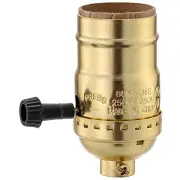 L&M E26 Lamp Socket W/ Turn Knob Switch, Dimmable, Gold, Light Repair