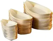 LZbeove 150 Pcs Bamboo Wooden Plates - Bamboo Leaf Sushi Serving Tray - Paper Boats For Snacks, Appetizers Or Treats - Use At Parties Or Carnivals