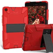 For Samsung Galaxy Tab A 8.0-Inch (2019) Case, Shockproof Colourblock Silicone Cover with a Stand, Red + Black