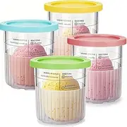 [WHSSFINE] Replacement Ice Creanm Pint Containers and Lids for Ninja Creami 16oz Cup Compatible with NC300 NC501 NC299AMZ Series Ice Cream Maker Leakproof Reusable Dishwasher Safe Set of 4 (NC500)