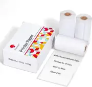 3Rolls White Thermal Printer Paper Sticker Self-adhesive for Phomemo T02 Printer