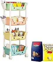 Children's Multi-Tier Rack - Shelf System, Wheeled Organizer | 71cm Durable Snack Storage Unit with Layered Design, Colorful Toy Holder for Preschool and Toddler Activity Corner Setups