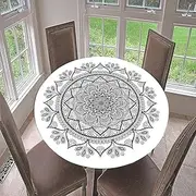 Morbuy Mandala Round Tablecloth, Fitted Table Cover with Elastic Edge, 3D Print Table Cloth Wipeable Tablecloths Stain Resistant Table Clothes (180cm Fit Table Up 160-170cm,Mandala 1)