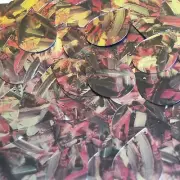 Sequin Teardrop 1.5" Pink Silver Bird Feathers Print Metallic