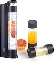 Sparkling Water Maker, Soda Water Carbonator Fruits for Home, Seltzer & Carbonated Beverage Dispenser, with 1x1L BPA Free Bottle, Plus 2 Portable Bottle for travel,Screw-in 60L CO2 not included,BK