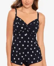 Miraclesuit Women's Love Knot Dd Underwire Tankini Top Swimwear Black Size 10